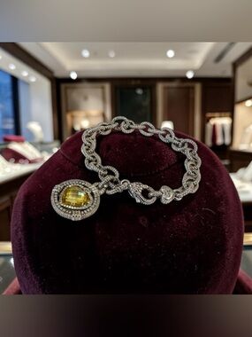 Judith Ripka Luxury Vintage Designer Couture Authentic Silver Charm Bracelet